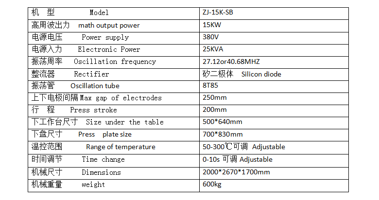 15KW高周波機(jī)參數(shù) 15KW高周波機(jī)參數(shù)